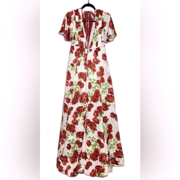 NEW Show Me Your Mumu Faye Flutter Maxi Dress, V-Neck, & Open Back with Tie, S - Picture 9 of 13